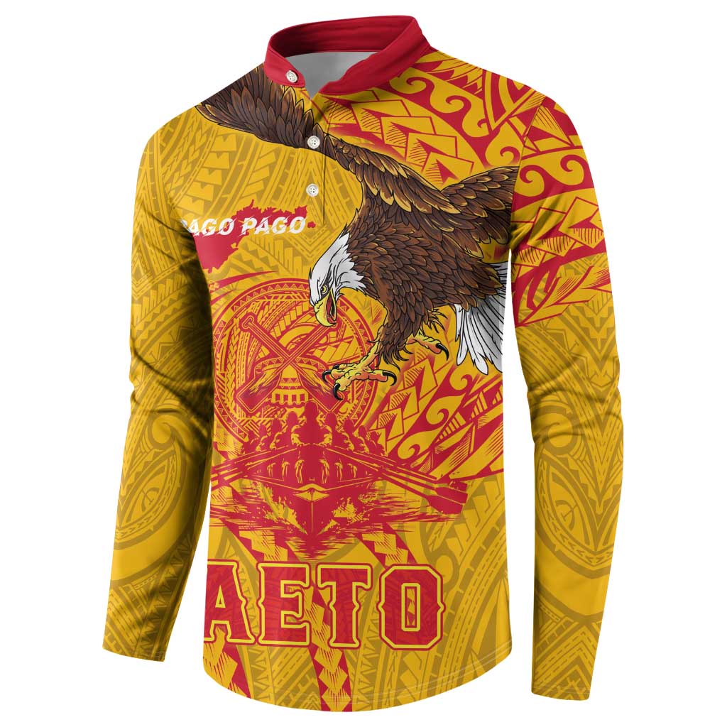 Personalized American Samoa Fautasi Race Button Sweatshirt Aeto Pago Pago with Eagle Samoan Tribal Patterns LT03 - Polynesian Pride