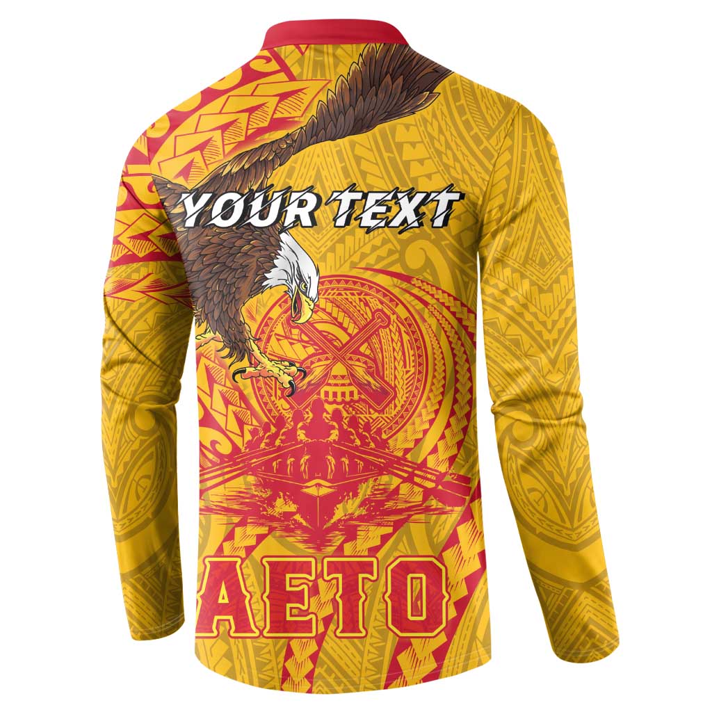 Personalized American Samoa Fautasi Race Button Sweatshirt Aeto Pago Pago with Eagle Samoan Tribal Patterns LT03 - Polynesian Pride
