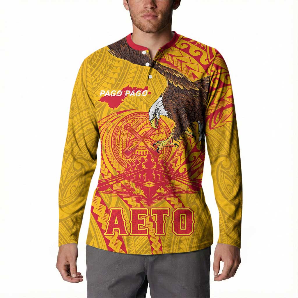 Personalized American Samoa Fautasi Race Button Sweatshirt Aeto Pago Pago with Eagle Samoan Tribal Patterns LT03 - Polynesian Pride