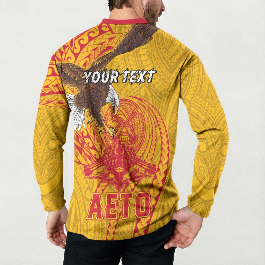 Personalized American Samoa Fautasi Race Button Sweatshirt Aeto Pago Pago with Eagle Samoan Tribal Patterns LT03 - Polynesian Pride