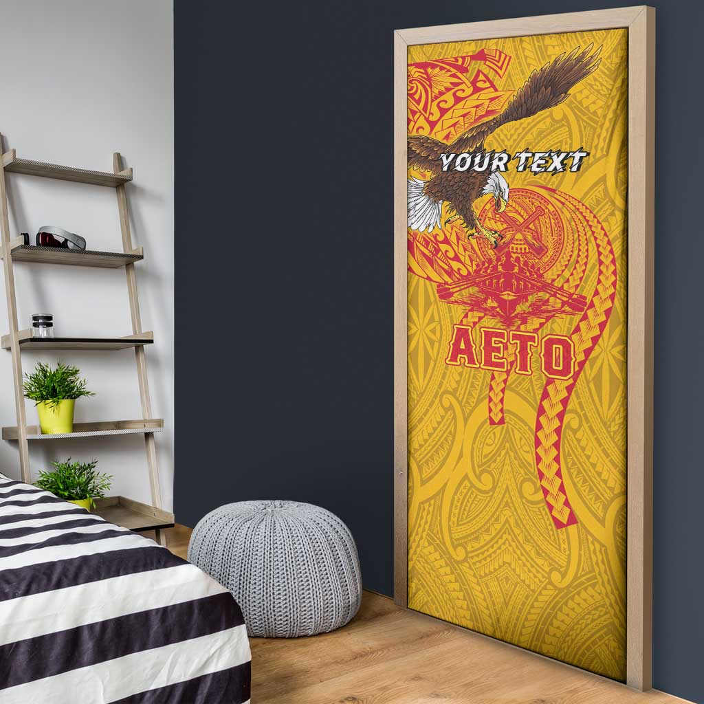 Personalized American Samoa Fautasi Race Door Cover Aeto Pago Pago with Eagle Samoan Tribal Patterns LT03 - Polynesian Pride