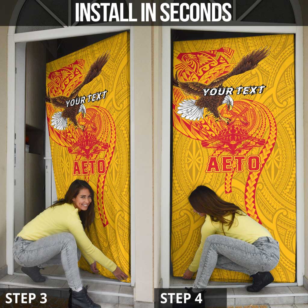 Personalized American Samoa Fautasi Race Door Cover Aeto Pago Pago with Eagle Samoan Tribal Patterns LT03 - Polynesian Pride
