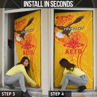 Personalized American Samoa Fautasi Race Door Cover Aeto Pago Pago with Eagle Samoan Tribal Patterns LT03 - Polynesian Pride