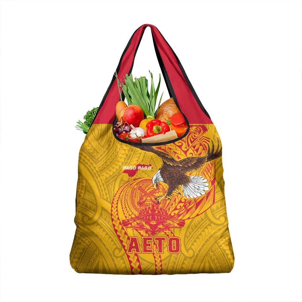 American Samoa Fautasi Race Grocery Bag Aeto Pago Pago with Eagle Samoan Tribal Patterns LT03 1-pack One Size Multicolor - Polynesian Pride