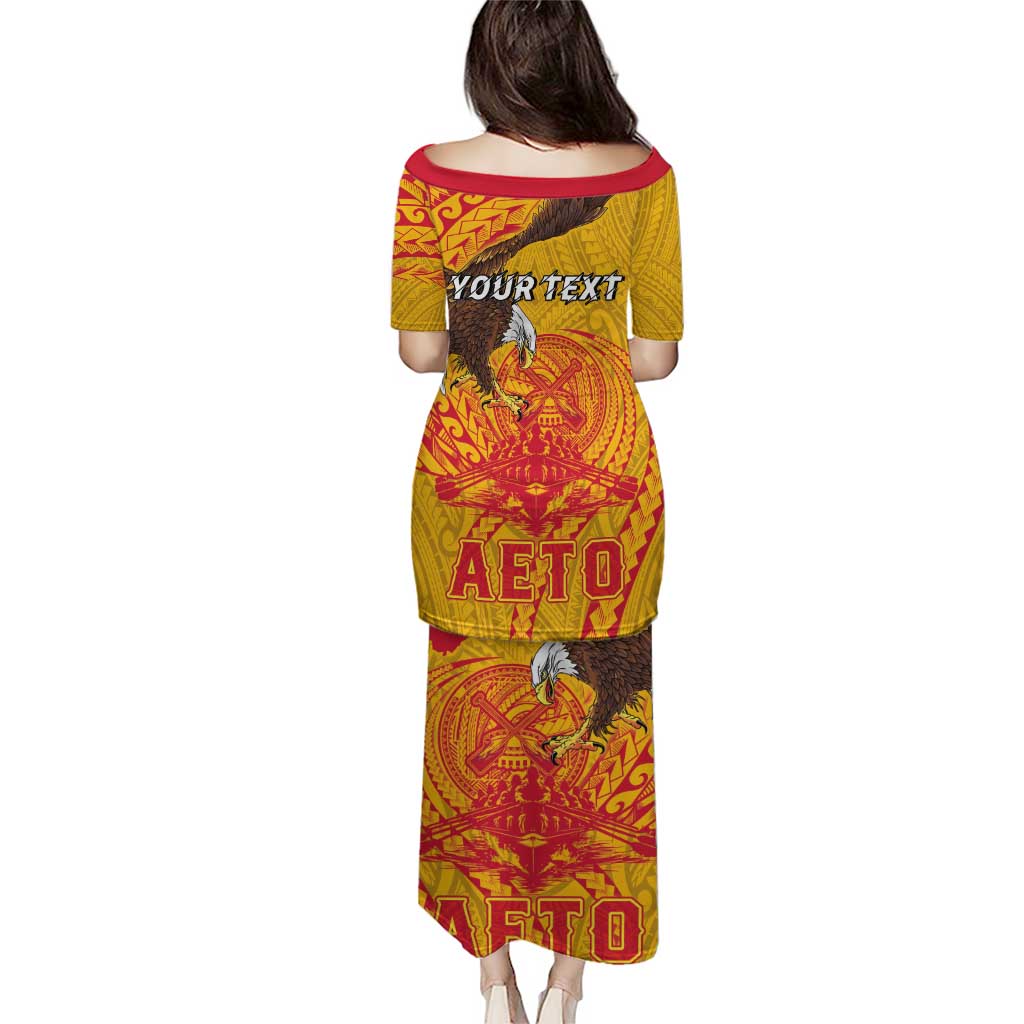 Personalized American Samoa Fautasi Race Puletasi Aeto Pago Pago with Eagle Samoan Tribal Patterns LT03 - Polynesian Pride