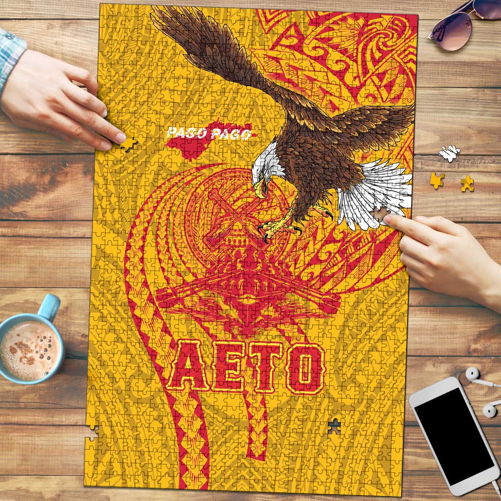 American Samoa Fautasi Race Puzzle Aeto Pago Pago with Eagle Samoan Tribal Patterns LT03 Multicolor - Polynesian Pride