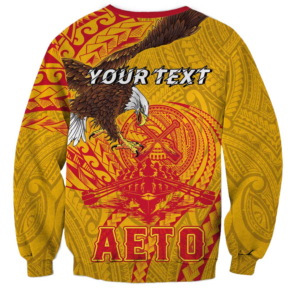 Personalized American Samoa Fautasi Race Sweatshirt Aeto Pago Pago with Eagle Samoan Tribal Patterns LT03 - Polynesian Pride