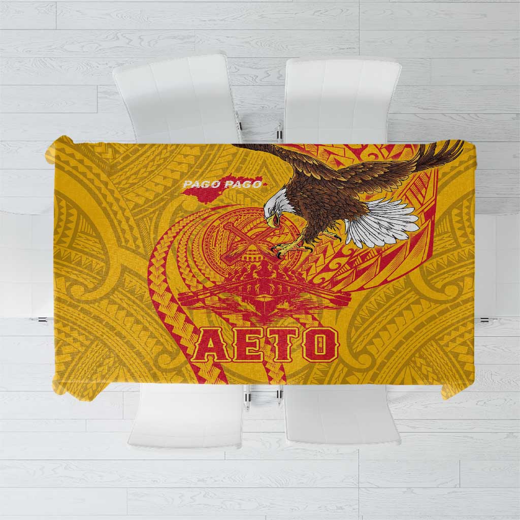 American Samoa Fautasi Race Tablecloth Aeto Pago Pago with Eagle Samoan Tribal Patterns LT03 Multicolor - Polynesian Pride