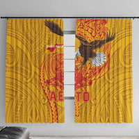 American Samoa Fautasi Race Window Curtain Aeto Pago Pago with Eagle Samoan Tribal Patterns LT03 With Hooks Multicolor - Polynesian Pride