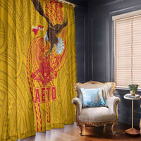American Samoa Fautasi Race Window Curtain Aeto Pago Pago with Eagle Samoan Tribal Patterns LT03 - Polynesian Pride