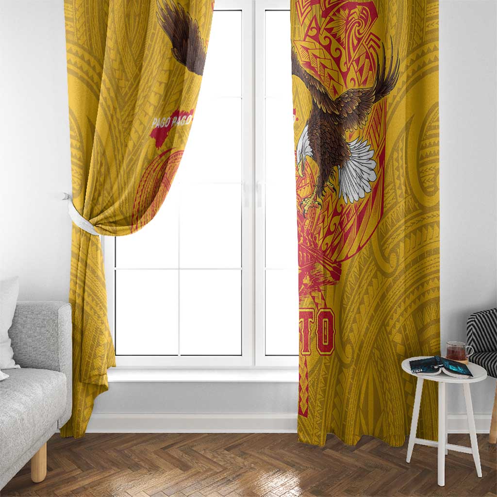 American Samoa Fautasi Race Window Curtain Aeto Pago Pago with Eagle Samoan Tribal Patterns LT03 - Polynesian Pride