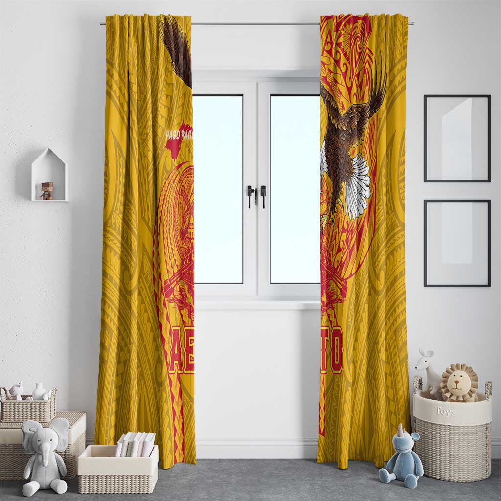American Samoa Fautasi Race Window Curtain Aeto Pago Pago with Eagle Samoan Tribal Patterns LT03 - Polynesian Pride