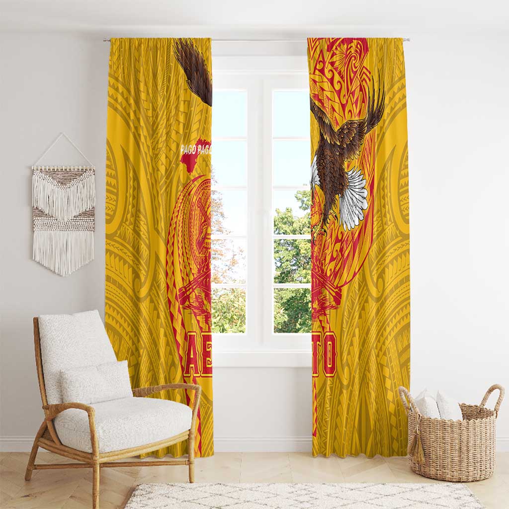 American Samoa Fautasi Race Window Curtain Aeto Pago Pago with Eagle Samoan Tribal Patterns LT03 - Polynesian Pride