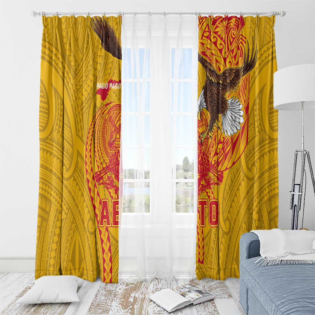 American Samoa Fautasi Race Window Curtain Aeto Pago Pago with Eagle Samoan Tribal Patterns LT03 - Polynesian Pride