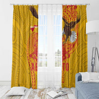 American Samoa Fautasi Race Window Curtain Aeto Pago Pago with Eagle Samoan Tribal Patterns LT03 - Polynesian Pride