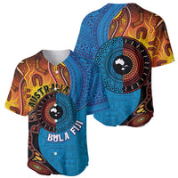 Fiji and Australia Together Baseball Jersey Tapa Tribal Tattoo mix Aboriginal Pattern LT03 - Polynesian Pride