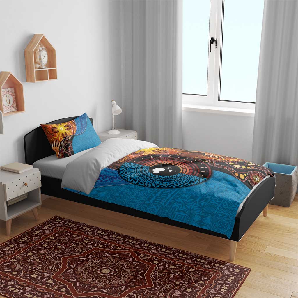 Fiji and Australia Together Bedding Set Tapa Tribal Tattoo mix Aboriginal Pattern LT03 - Polynesian Pride