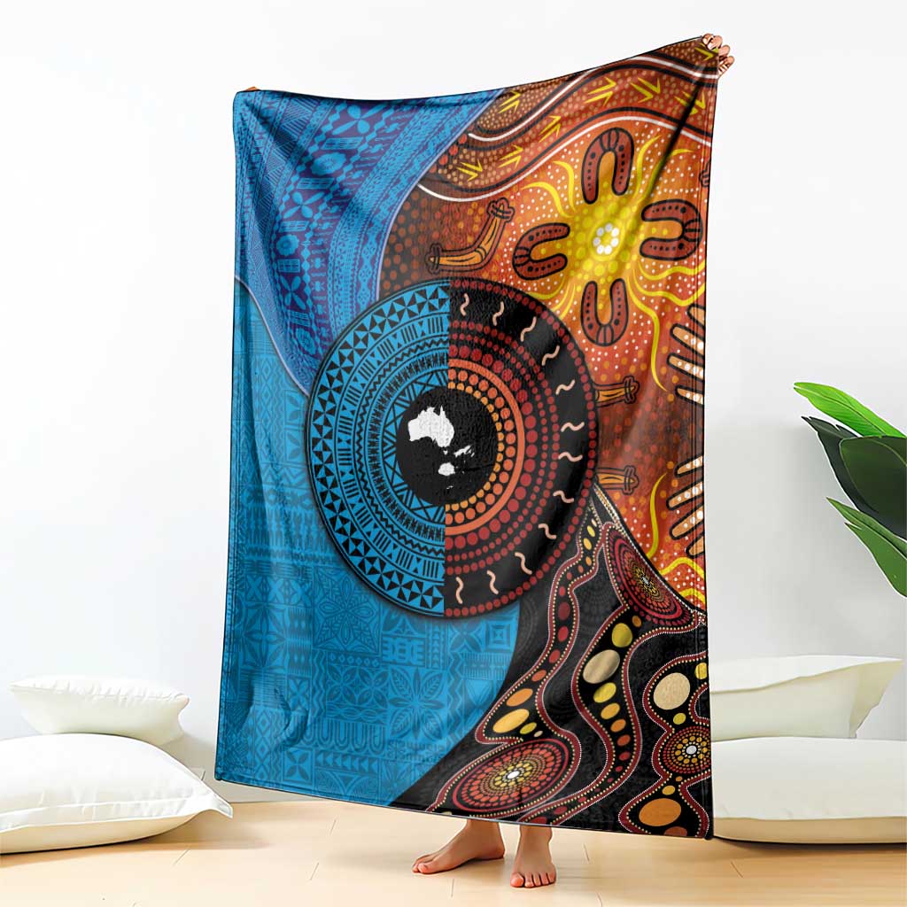 Fiji and Australia Together Blanket Tapa Tribal Tattoo mix Aboriginal Pattern LT03 - Polynesian Pride