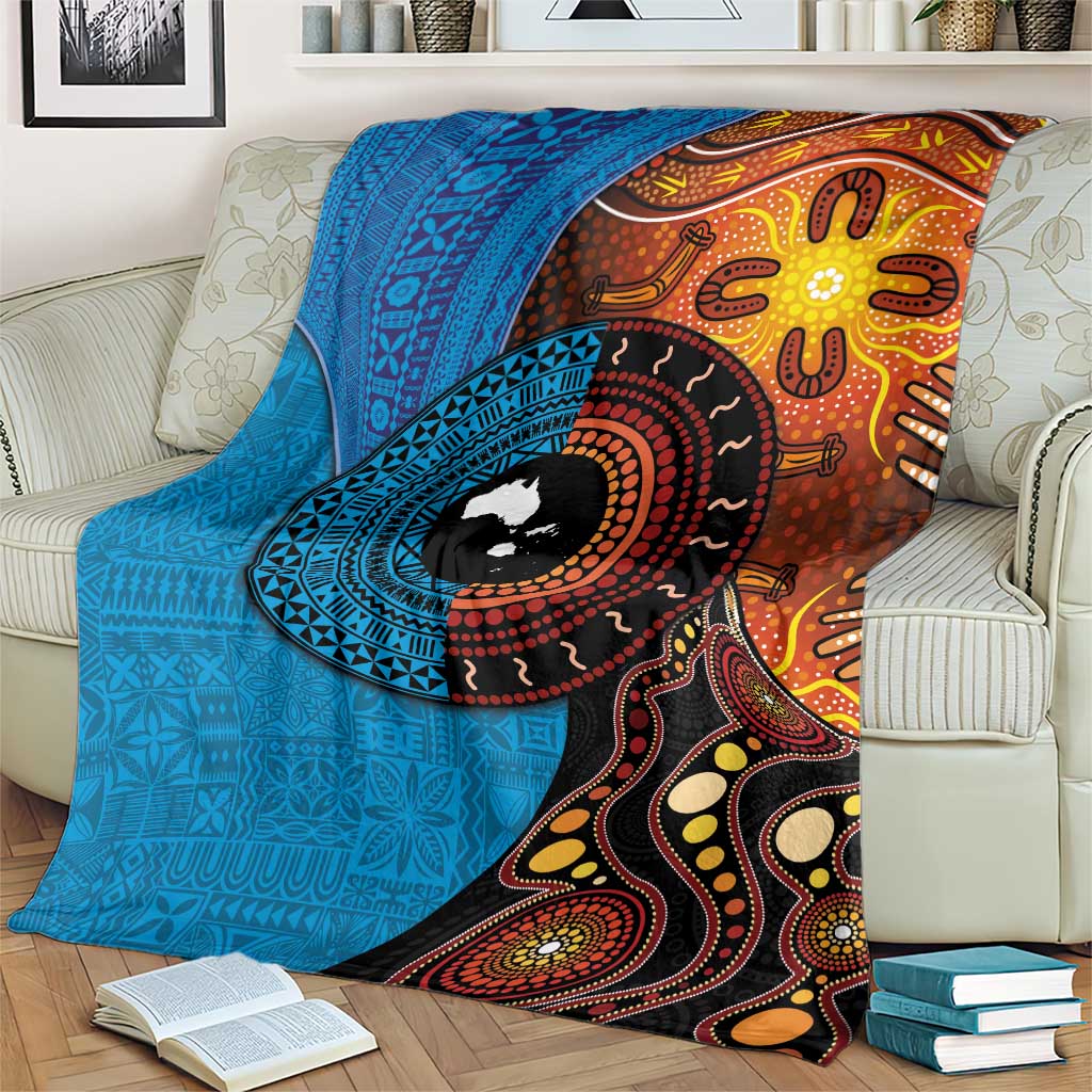 Fiji and Australia Together Blanket Tapa Tribal Tattoo mix Aboriginal Pattern LT03 - Polynesian Pride