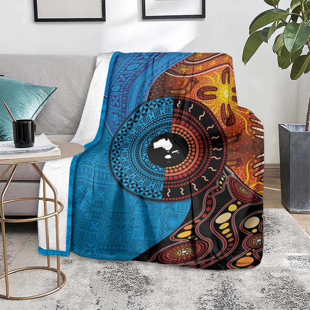 Fiji and Australia Together Blanket Tapa Tribal Tattoo mix Aboriginal Pattern LT03 - Polynesian Pride