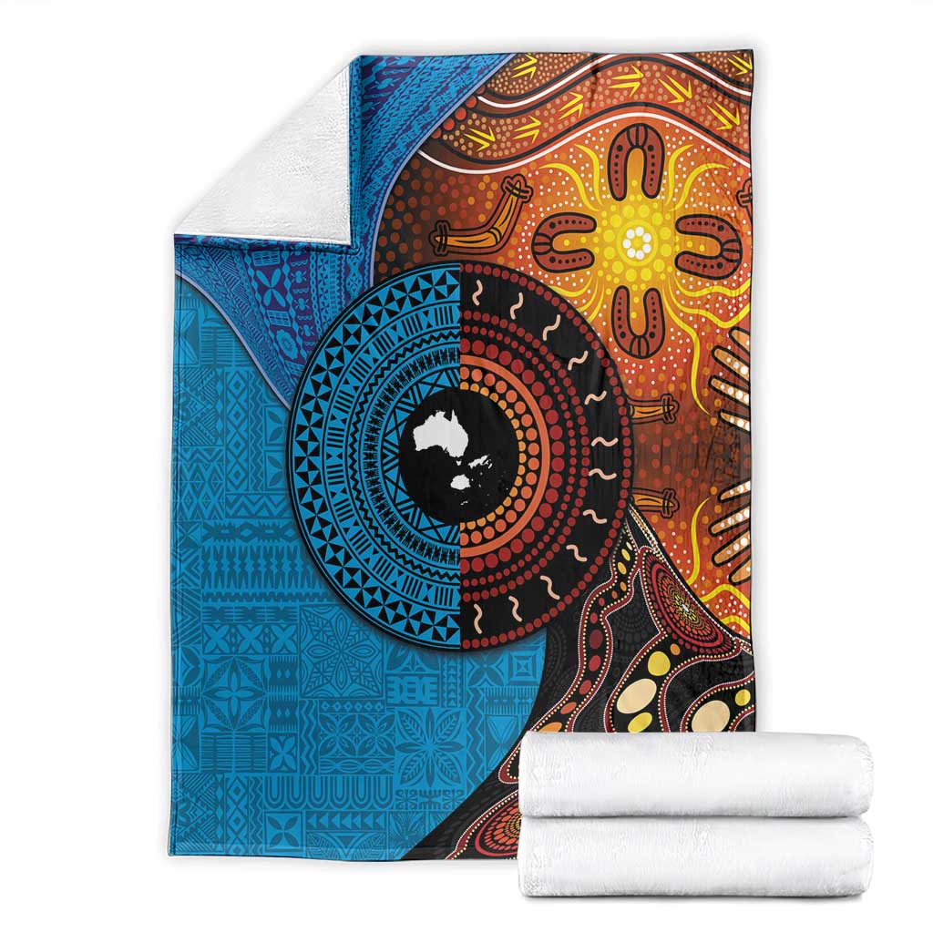 Fiji and Australia Together Blanket Tapa Tribal Tattoo mix Aboriginal Pattern LT03 - Polynesian Pride