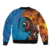 Fiji and Australia Together Bomber Jacket Tapa Tribal Tattoo mix Aboriginal Pattern LT03 - Polynesian Pride