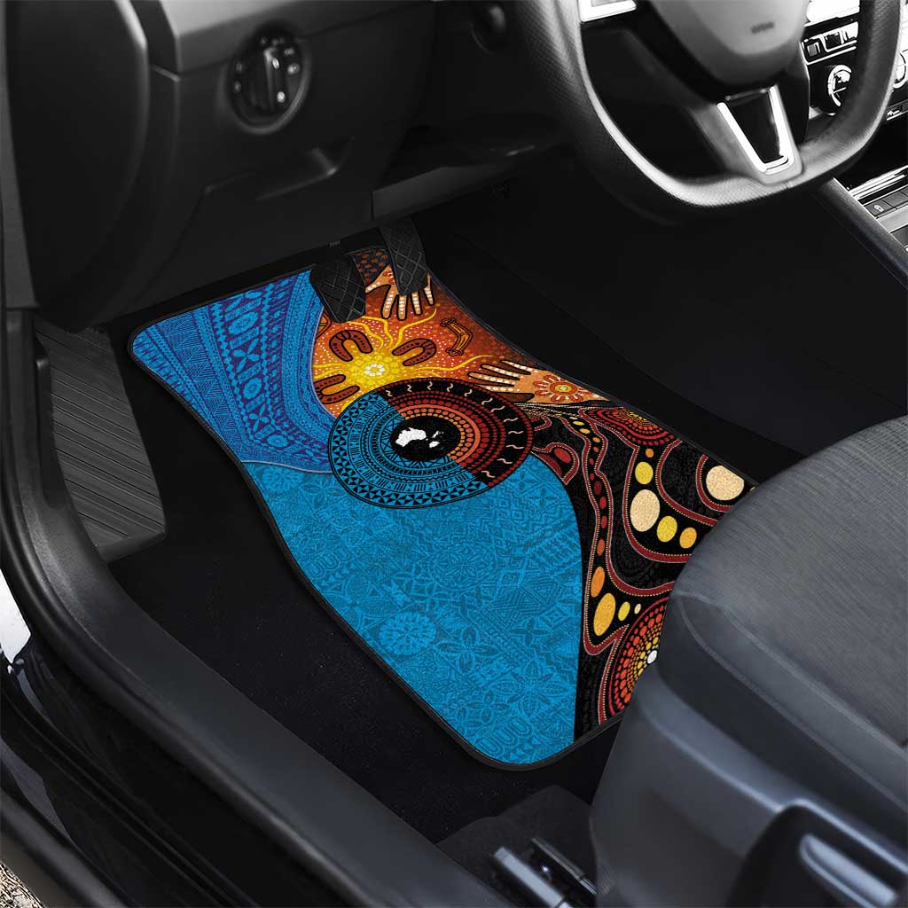Fiji and Australia Together Car Mats Tapa Tribal Tattoo mix Aboriginal Pattern LT03 - Polynesian Pride