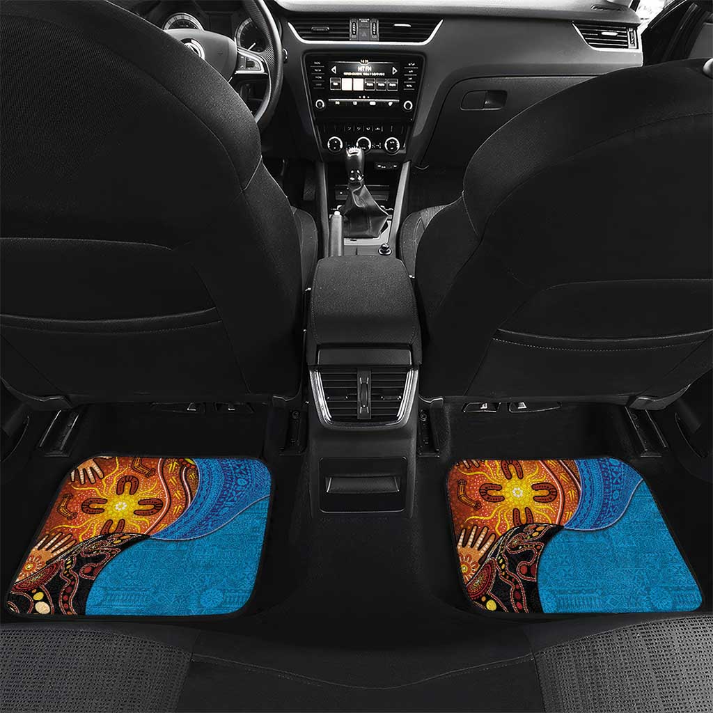 Fiji and Australia Together Car Mats Tapa Tribal Tattoo mix Aboriginal Pattern LT03 Set 2pcs - Back Black - Polynesian Pride