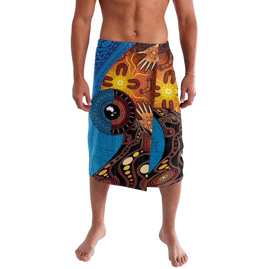 Fiji and Australia Together Lavalava Tapa Tribal Tattoo mix Aboriginal Pattern LT03 Black - Polynesian Pride