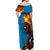 Fiji and Australia Together Off Shoulder Maxi Dress Tapa Tribal Tattoo mix Aboriginal Pattern