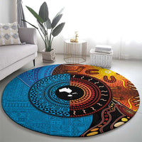 Fiji and Australia Together Round Carpet Tapa Tribal Tattoo mix Aboriginal Pattern LT03 - Polynesian Pride