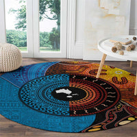 Fiji and Australia Together Round Carpet Tapa Tribal Tattoo mix Aboriginal Pattern LT03 - Polynesian Pride