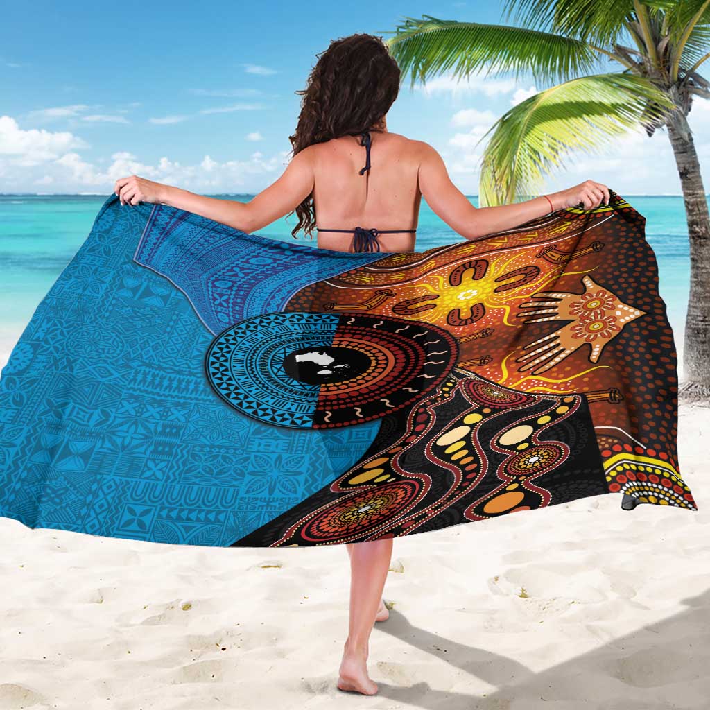 Fiji and Australia Together Sarong Tapa Tribal Tattoo mix Aboriginal Pattern LT03 - Polynesian Pride