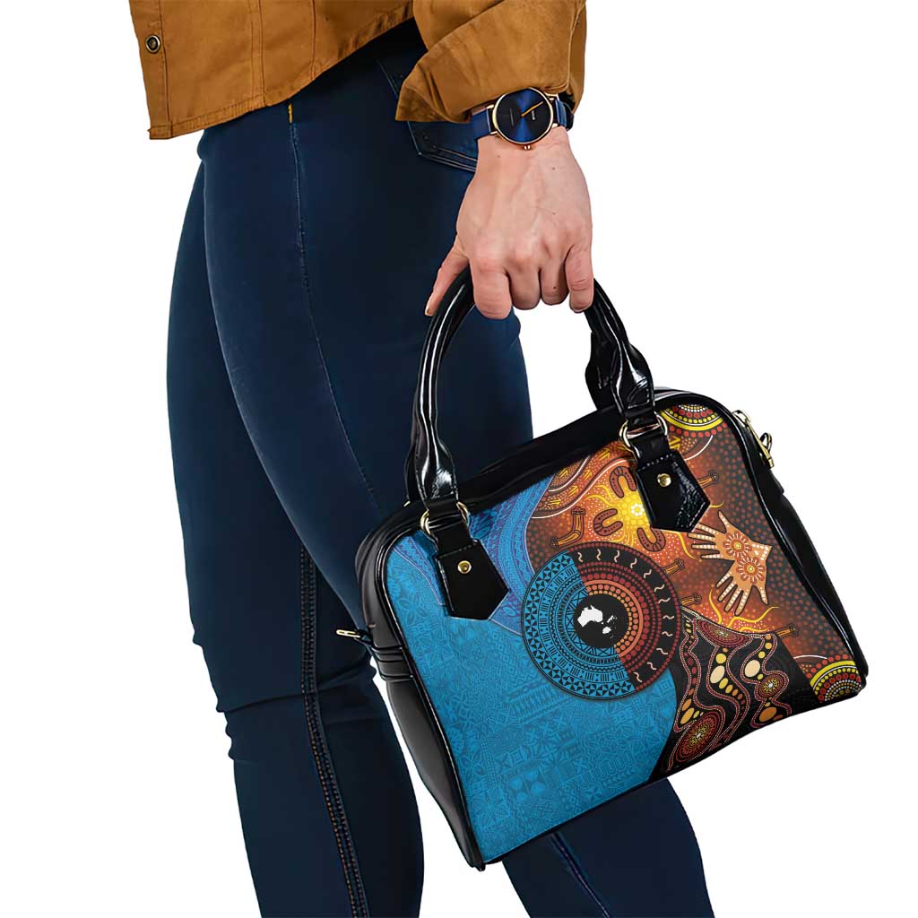 Fiji and Australia Together Shoulder Handbag Tapa Tribal Tattoo mix Aboriginal Pattern LT03 - Polynesian Pride