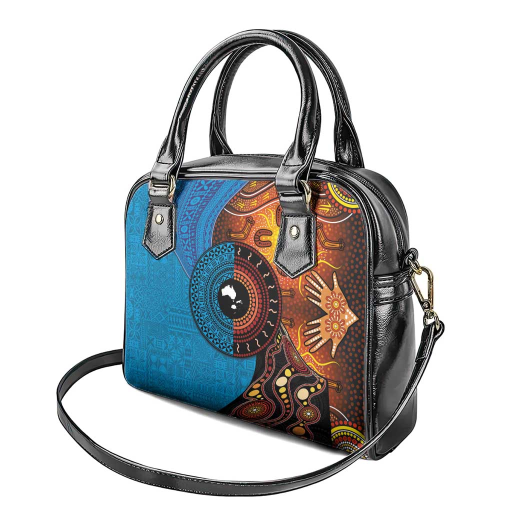 Fiji and Australia Together Shoulder Handbag Tapa Tribal Tattoo mix Aboriginal Pattern LT03 - Polynesian Pride