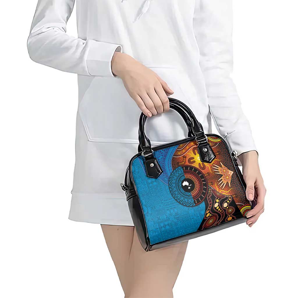 Fiji and Australia Together Shoulder Handbag Tapa Tribal Tattoo mix Aboriginal Pattern LT03 - Polynesian Pride