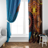 Fiji and Australia Together Window Curtain Tapa Tribal Tattoo mix Aboriginal Pattern LT03 - Polynesian Pride