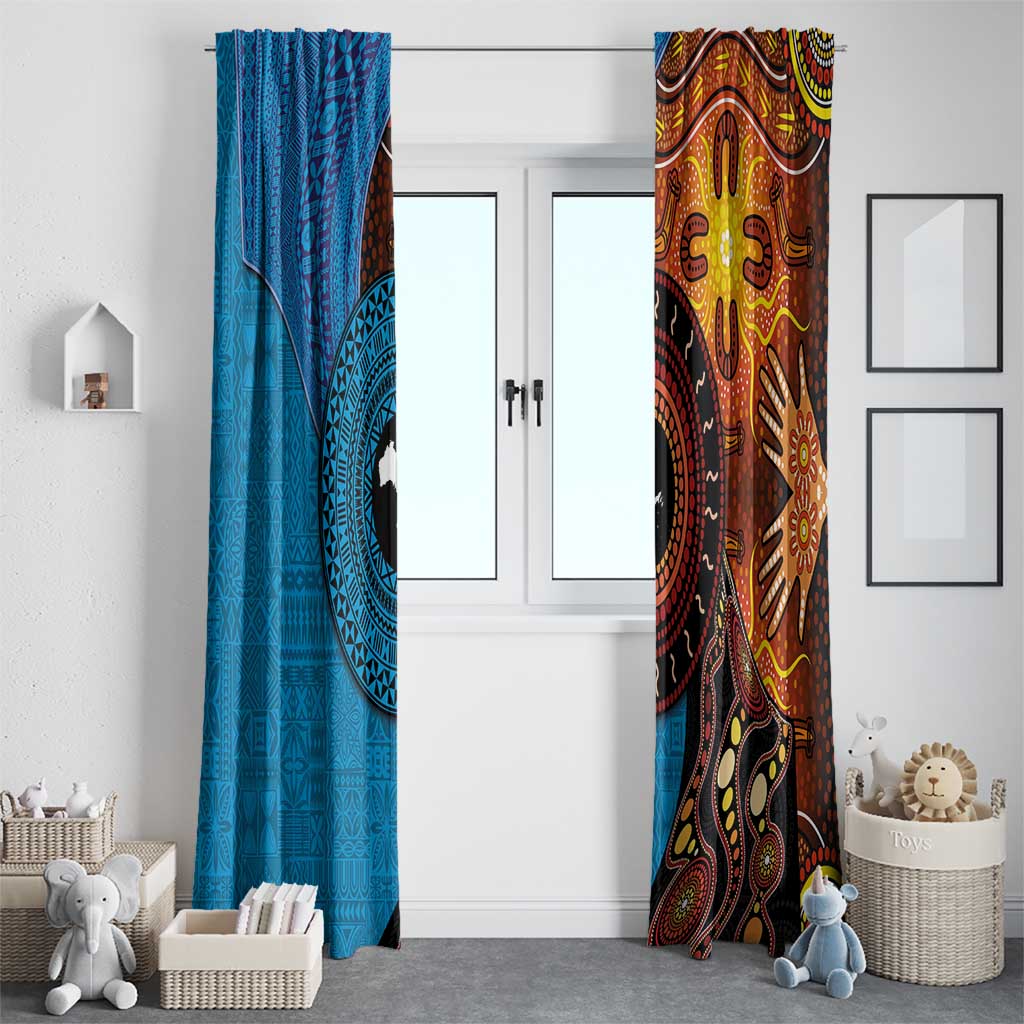 Fiji and Australia Together Window Curtain Tapa Tribal Tattoo mix Aboriginal Pattern LT03 - Polynesian Pride