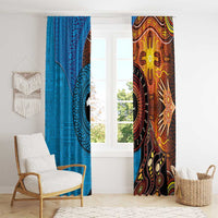 Fiji and Australia Together Window Curtain Tapa Tribal Tattoo mix Aboriginal Pattern LT03 - Polynesian Pride