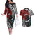 Tonga and New Zealand Together Couples Matching Off The Shoulder Long Sleeve Dress and Hawaiian Shirt Tongan Kupesi Ngatu Tattoo and Maori Paua Shell Pattern