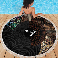 Samoa and New Zealand Together Beach Blanket Siapo Motif and Maori Paua Shell Pattern LT03 - Polynesian Pride