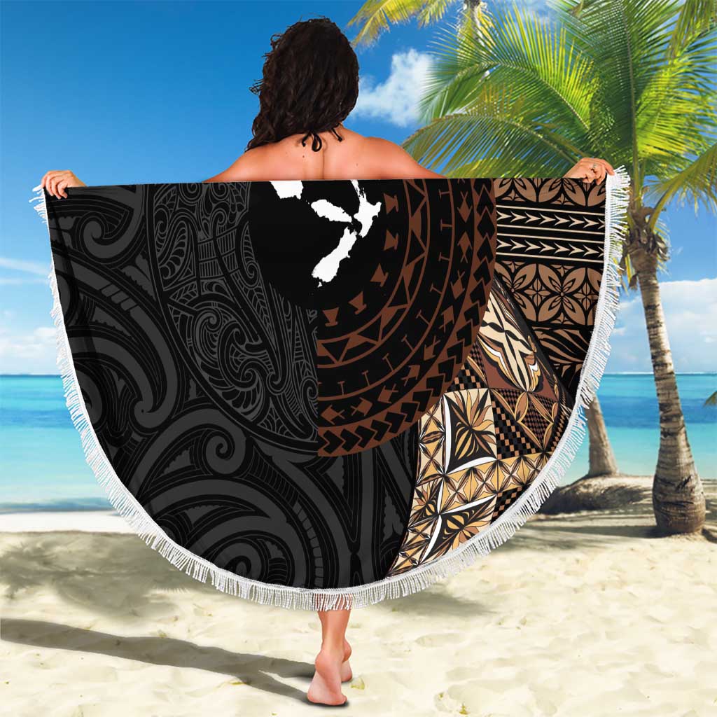 Samoa and New Zealand Together Beach Blanket Siapo Motif and Maori Paua Shell Pattern LT03 - Polynesian Pride