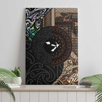 Samoa and New Zealand Together Canvas Wall Art Siapo Motif and Maori Paua Shell Pattern LT03 - Polynesian Pride