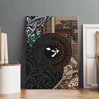 Samoa and New Zealand Together Canvas Wall Art Siapo Motif and Maori Paua Shell Pattern LT03 - Polynesian Pride