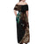 Samoa and New Zealand Together Off Shoulder Maxi Dress Siapo Motif and Maori Paua Shell Pattern