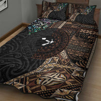 Samoa and New Zealand Together Quilt Bed Set Siapo Motif and Maori Paua Shell Pattern LT03 - Polynesian Pride