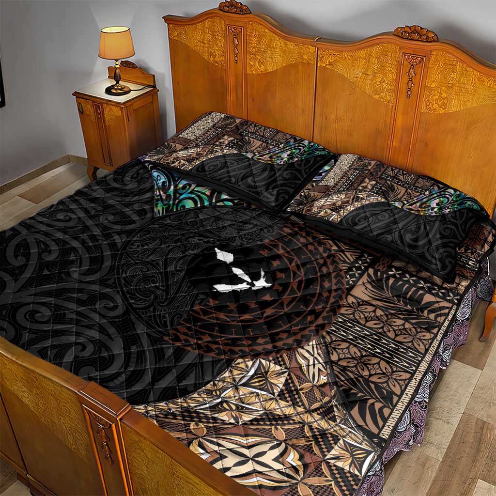 Samoa and New Zealand Together Quilt Bed Set Siapo Motif and Maori Paua Shell Pattern LT03 - Polynesian Pride