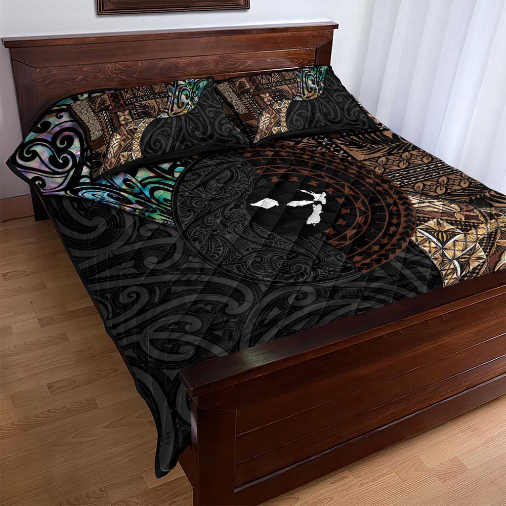 Samoa and New Zealand Together Quilt Bed Set Siapo Motif and Maori Paua Shell Pattern LT03 - Polynesian Pride