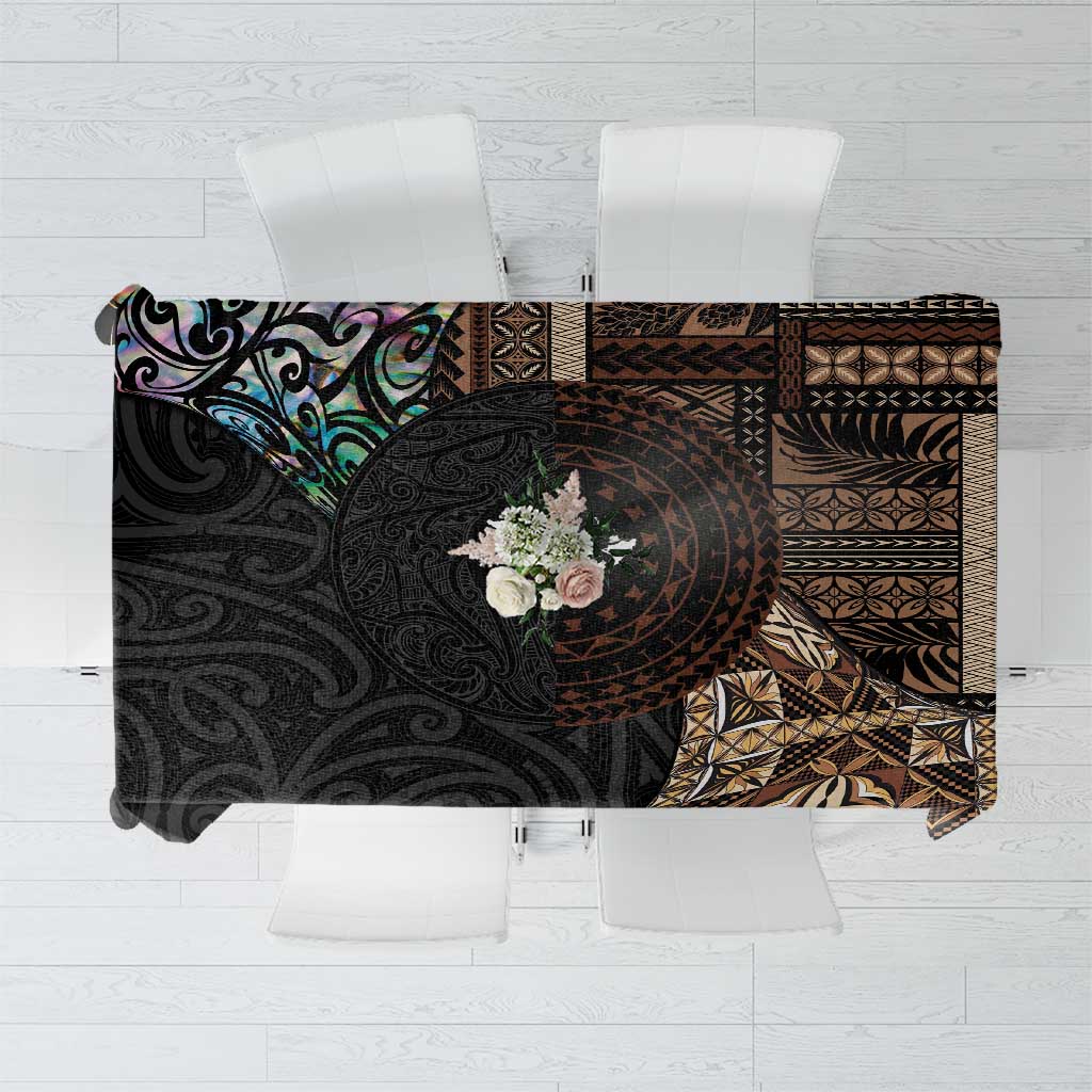 Samoa and New Zealand Together Tablecloth Siapo Motif and Maori Paua Shell Pattern