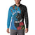 Fiji and New Zealand Together Button Sweatshirt Tapa Maori Tattoo mix Tagimoucia and Pohutukawa